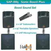 E-Lektron SAP 885 Sonic Boost Plus Bluetooth Vocal Bass Sound PA System UHF Mics