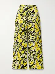 [Adam Lippes] Adam Lippes - Cropped Floral-print Wool And Silk-blend Straight-leg Pants - Yellow - US6 US 6 Yellow