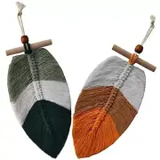 Macrame Wall Hanging Decor 2pcs Cotton Hand Woven Leaf Hanging Tapestry Boho