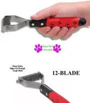 PRO PET GROOMING 12 Blade COAT STRIPPER RAKE Dog Cat Hair Mat King Breaker Tool