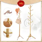 COAT RACK STAND BAMBOO FREESTANDING SOLID COAT TREE EASY TO