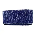 Cole Haan Izzie Clutch Prussian Blue Woven Leather Brynn Weave II NWT