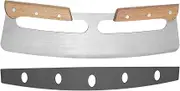 Pizza Slicers Cutter with Wooden Handle & Protective Cover Dishwasher Safe, Silver, Black, 35.5x9.8cm