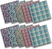 Pack of 10 Ethnic Colorful Floral Bohemian Boho Chic Fat Squares Fabric Sheets Bundles, 20" x 20", Assorted 5 Patterns Include Mandala Hexagon for Quilting Sewing DIY Craft Projects