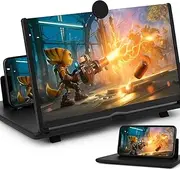 Spendeal 12" Mobile Phone Screen Magnifier – Foldable 3D HD Screen Enlarger for Smartphone, Portable Video Amplifier Stand for Watching Movies, Anti-Blue Light, Supports All Smartphones - Black