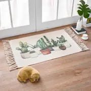 Cactus Retro Bohemian Tassel Knitted Floor Carpet Mat