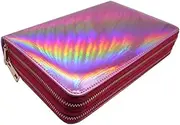 Nail Stamp Plate Holder 216 Compartments Rainbow Laser Design Nail Stamp Set Storage Pink Nail Plate Storage Bag for Round, Square and Rectangular Nail Art Stamp Template