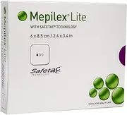 Mepilex Lite Safetac Thin Foam Wound Dressing 5-Pieces, 10 cm x 10 cm Size