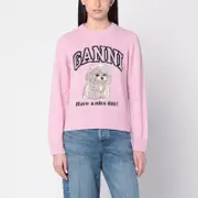 [GANNI] Pink sweater with poodle M Pink