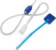 Weforu 2pcs Fish Tank Clean Set, Aquarium Siphon Gravel Cleaner with Cleaning Sponge Brush, Algae Clean Brush, Hand Syphon Pump for Fish Tank