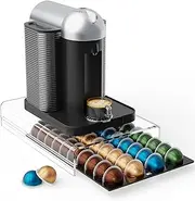 Storage Drawer for Nespresso Vertuo Coffee Pod Holder for Counter Acrylic Coffee Capsule Organizer - 40 Pods