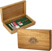 Tasmanian Blackwood Medal Display Box with Laser Engraved Army Rising Sun Badge Handcrafted Wooden Storage Case Velvet Lined Military Award Holder Organiser for Collectibles