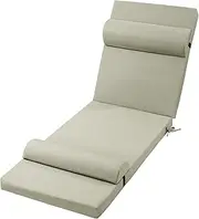 MABOZOO Chaise Lounge Cushions Outdoor, Lounge Chair Cushion Waterproof Chaise Lounge Cushion with 2 Adjustable Pillow for Indoor Outdoor Patio Bench Cushion -Gray