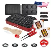 Compact Multifunction Griddle - Nonstick Baking with Grill, Pancake, & Takoyaki