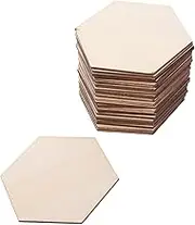 Operitacx 100pcs Unfinished Hexagon Wooden Coasters for DIY Crafts Natural Wood Home Decorations Wall Art Projects Weddings Parties Creative Handpainted Decor