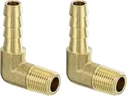 uxcell Brass Hose Barbed Elbow Fitting 1/4" Barbx1/8" NPT Male 90 Degree Brass Barb Pipe Fitting for Water Fuel Air