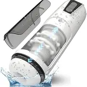 2 in 1 Automatic Male Masturbators Cup with Thrusting & Vibrating, Electric Pocket Pussy with Bead Ring for Penis Pleasure, Adult Male Sex Toys for Men Masturbation