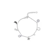 Multi Charm Bracelet with Cubic Zirconia in Sterling Silver