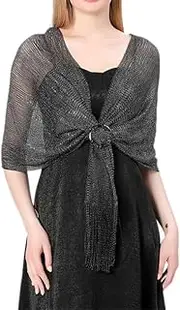 [Generic] Sparkling Metallic Shawls and Wraps for Evening Dresses Shawl and Wrap with Buckle Dress Cover Up for Evening Wear