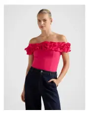 [Forever New] Stephanie Ruffle Off Shoulder Top in Pink