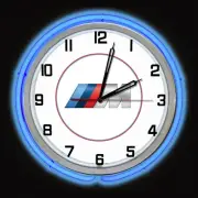 19" BMW M Series Sign Blue Neon Clock Chrome Case Bavarian Motor Works Man Cave