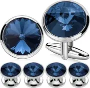 [Generic] Gentlemen's Cufflink for Men with 8 pcs Shirt Studs Set, Cuff Links with Tuxedo Shirt Studs for Weddling, Party