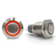 16mm Momentary Billet Button with LED Red Ring (for: Porsche)