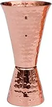 Prince of Scots Premium Hammered Pure Solid Copper Double Side Jigger, 1 ounce and 2 ounce Cups with 5 marks for measurement