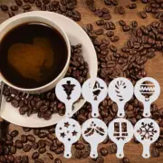 8 Pcs Coffee Art Stencils Plastic Cake Coffee Decorating Stencils