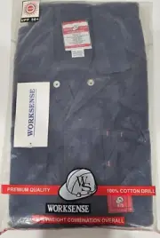WORKSENSE Heavyweight Combination Overalls, Size 87S & 92S, Navy, Non Reflective