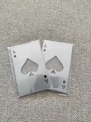 (2) Ace Of Spades Playing Cards Bottle Opener ~ Stainless Steel