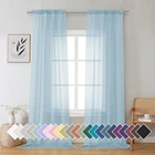 2 Pack: Basic Sheer Curtain Drapes 96 Inch 42"W x 96"L (Pack of 2) Sky Blue