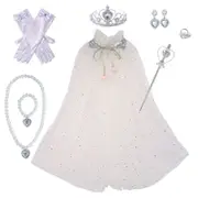 White Frozen Princess Set Hand Necklace Crown Sequin Cloak Veil Perfect Dress Up