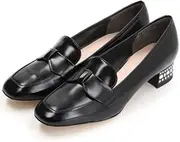 JILLSTUART SHOE(ジルスチュアート シュー) Jill Stuart Shoe Women's Bijoux Heel Loafer 6600 6600 B Glass 23.5 cm E, B Glass, 23.5 cm E