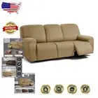 Machine Washable Stretch Sofa Slipcovers for 3-Seater Recliners - Elegant Sand