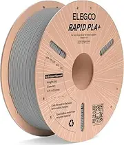 ELEGOO Rapid PLA Plus 3D Printer Filament 1.75mm Grey 1KG, PLA+ Filament for 30-600 mm/s High Speed 3D Printing, Dimensional Accuracy +/- 0.02 mm, 1kg Cardboard Spool(2.2lbs)