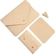 Benfan Laptop Sleeve 15 Inch Compatible with New MacBook Pro 15, MacBook Pro 16, Surface Book 15, Dell XPS 15 with Small Pouch, Mouse Pad and Cord Organizer, Color Beige
