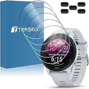 T Tersely (5+5 Pack) Screen Protector for Garmin Forerunner 255/255 Music with Anti-dust Plugs 5Pcs, 9H Hardness Tempered Glass Screen Protector Film Guard for Garmin Forerunner 255