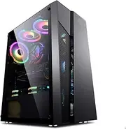 Mid-Tower ATX, Micro-ATX, ITX Gaming Case, Vertical GPU Bracket Desktop Gaming Case Tempered Glass Panel RGB Mode