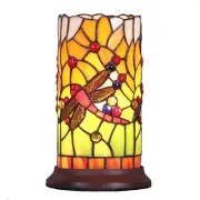 Bieye L10650 Dragonfly Tiffany Style Stained Glass Mini Table Lamp with Cylin...
