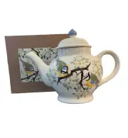 EMMA BRIDGEWATER 6.8 cup (1600ml) Teapot BLOSSOM & BLUE TITS, First, NEW in BOX