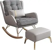 VERYMUSH Living Room Reclining Rocking Chair,Rocking Chair with Foot Stool,Balcony Chair,Modern Soft Sleeper Armchair,Bedroom Lounge Living Room Reading Chair(Grey)