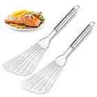 2 Pack Stainless Steel Slotted Spatula Fish Turner Spatula for Fish Egg Patties