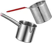 TOGEVAL 1Set Stainless Steel Frying Pot with Strainer Basket Multi Functional Household Cooking Tool for Quick Heating and Easy Cleaning for Daily Frying Needs
