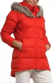 New The North Face Womens Dreamer Parkina 600-Down Winter Jacket Fiery Red Small