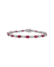 Created Forever 18K 8.40 ct. tw. Lab-Grown Diamond & Lab-Grown Ruby Tennis Bracelet