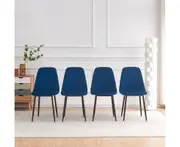 4x Blue Velvet Dining Chair Black Metal Legs For Livingroom Dinning room Cafe Office