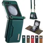 For Samsung galaxy Flip 6/5/4/3 Wallet case Detachable strap Galaxy Z flip Cover
