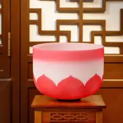 12 inch C Note Root Chakra Red Lotus Colored Frosted Quartz Crystal Singing Bowl