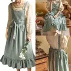 Women Vintage Ruffle Apron with Pockets Kitchen Cooking Apron Pinafore Dress